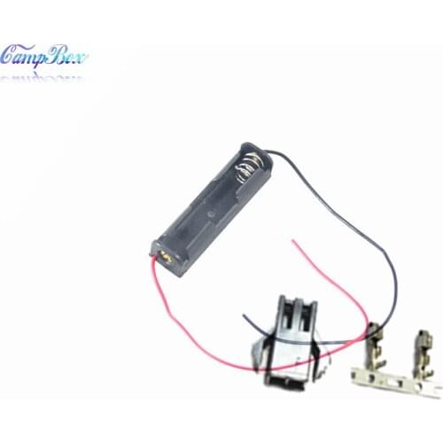 100Pcs 1xAAA Battery Case Holder Socket Wire Junction Boxes With 15cm Wires, SM 2.54 Header and Crimps