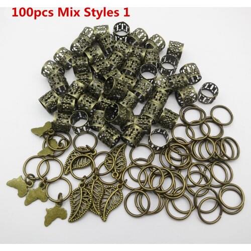 5Pcs/Pack Antique Bronze different 9 styles Charms Hair Braid Dread Dreadlock Beads rings Cuffs jewelry Dreadlock accessories