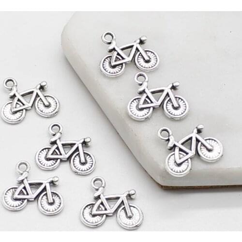 12pcs ancient silver alloy retro double-sided bicycle pendant DIY jewelry accessories wholesale