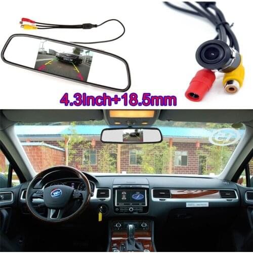 18.5mm CCD Car Reverse Rear View Buckup Camera Drilling Accessories & Car LCD Rearview Mirror Monitor 4.3Inch