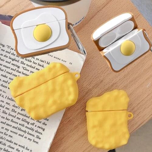 3D Cute For Airpods Pro Simulation Food Chicken Nuggets Meat Case for Apple Airpods 1 2 3 Egg Toast Wireless Earphone Cover Box