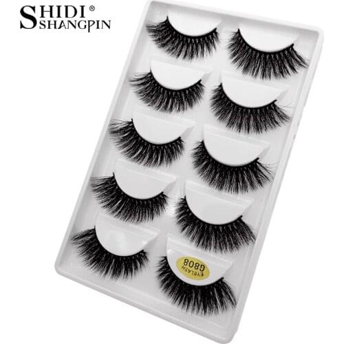 SHIDISHANGPIN 50 pairs natural long false eyelashes fluffy 3d mink lashes make up 100% cruelty free fake eyelash faux cils G808