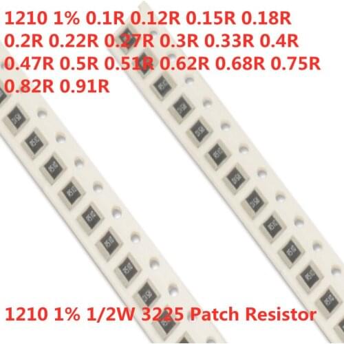 50pcs 1210 1% 1210 3225 Patch Resistor 0.1R 0.12 0.15 0.2 0.27 0.3R 0.33 0.4 0.47 0.5R 0.68 0.75 0.82 0.91Ohm SMD Chip Resistor