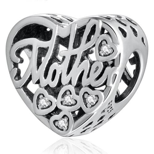Authentic S925 Silver Bead DIY Jewelry Openwork Mother and Son Bond Charm fit Lady Bracelet Bangle