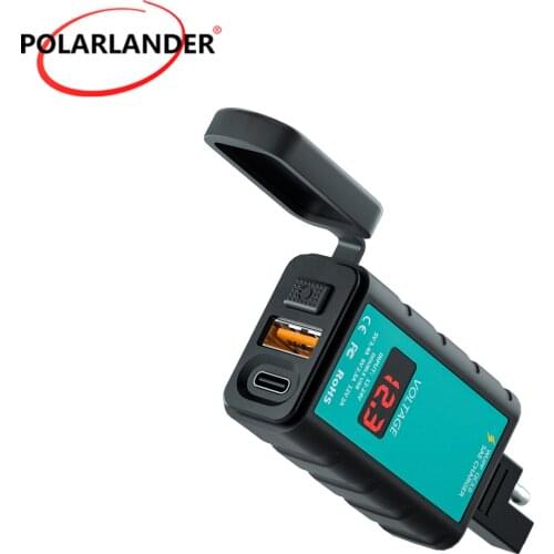 Car Charger Square Single USB/PD Fast Charge With Switch Voltmeter+Integrated SAE Socket Optional 1M/1.4M Cable Waterproof Black