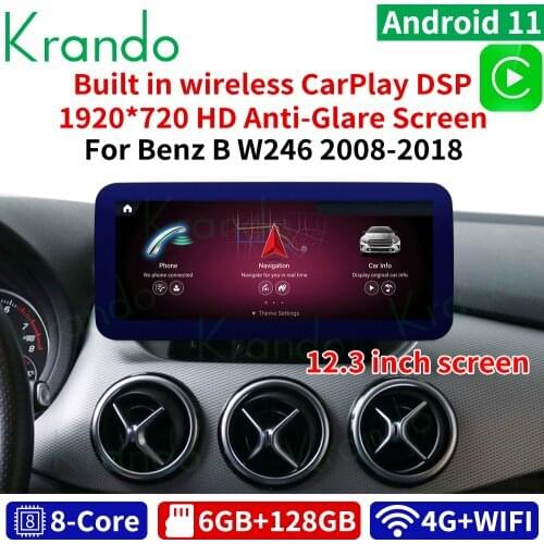 Krando Android 10.0 4G+64G 12.3'' Car Multimedia Player for Mercedes BENZ B CLASS W246 2008-2018 Car stereo with screen carplay