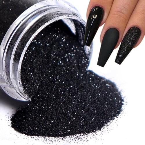 0.1MM Sparkly Sugar Powder Nail Glitter Black White Candy Pigment Dust For Gel Polish Design Autumn Winter Nail Art Decorations