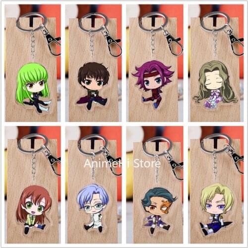 20 pcs/lot Code Geass Acrylic Keychain Toy Lelouch of the Rebellion Figure Bag Pendant Key Ring Gifts