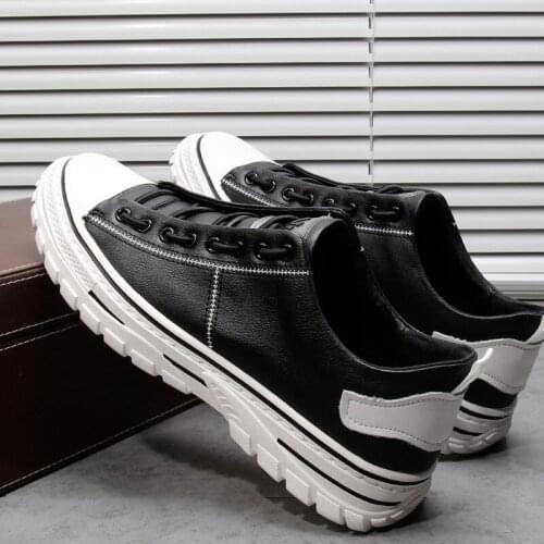 Brand 2020 New Spring White Leather Men Shoes Casual Classic Fashion Comfortable Sneakers For Male Footwear T3-08