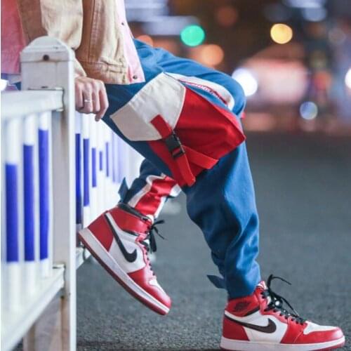 Splicing multi-pocket personality fashion mens pants summer harem pant men feet trousers pantalones hombre cargo pantalon homme