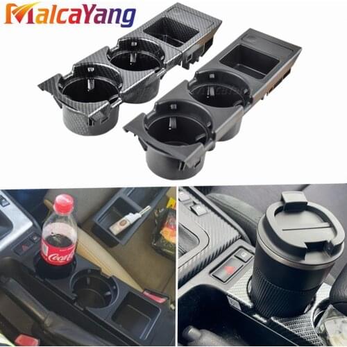 Black/Carbon Double Hole Car Front Center Console Storage Box Coin + Cup Drink Holder for BMW E46 3SERIES 1999-2006 51168217957