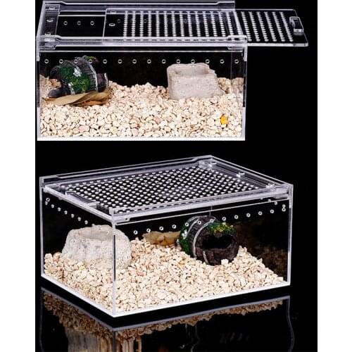 Reptile Breeding Box Large Acrylic Transparent Sliding Cover Reptile Tank Insect Spider Tortoise Lizard Feeding Box Terrarium