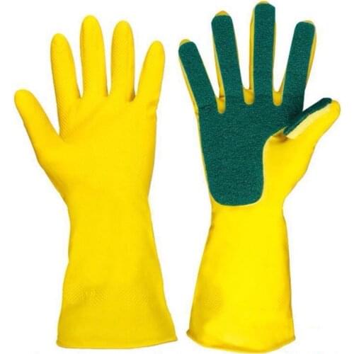 1Pair Household Cleaning Gloves for Dishwashing. Home Garden Kitchen Dish Washing Cleaning Glove Sponge Fingers Rubber