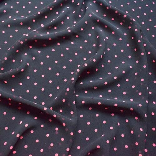 HLQON polyester plain Chiffon pink dot fabric for dress cloth felt patchwork tissue coat Sewing DIY Material by 100x145cm