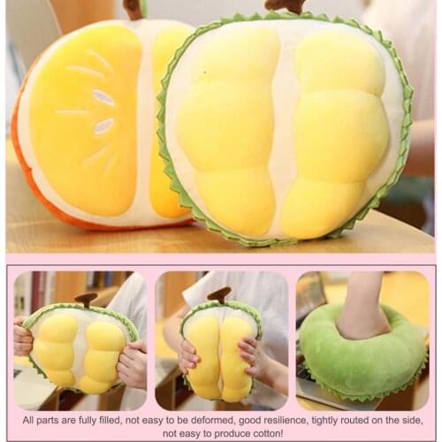 Durian Pillow High Simulation Soft Stuffed Decorative Toy Fruit Shaped Durian Orange Pillow Novelty Toy Stress Relief for Kids