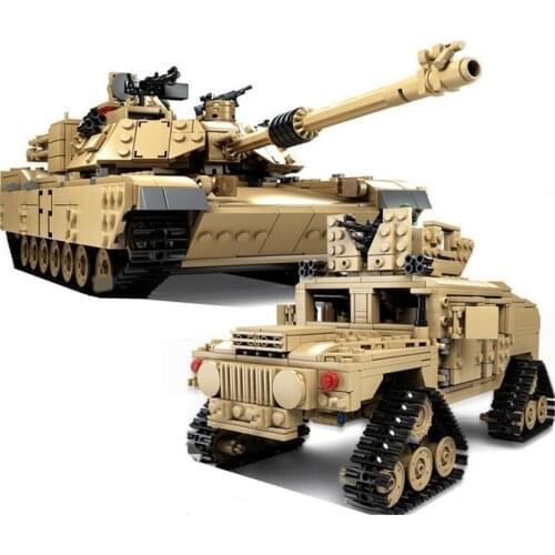 KAZI 10000 Century Military M1 A2 Tank Cannon Deformation Car DIY Tank Building Blocks toys for children