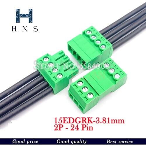 5sets Aerial butt welding type 15EDGRK-3.81mm 2P - 24 Pin plug-in type 2EDG type green terminal block 2EDGRK for Connector row