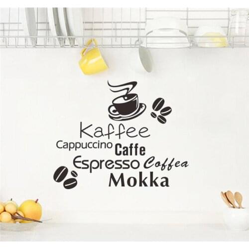 Coffee Kaffe Vinyl Wall Art Sticker Quote Wall Stickers Kitchen Wall Home Mural 40 Colors Available GW-3