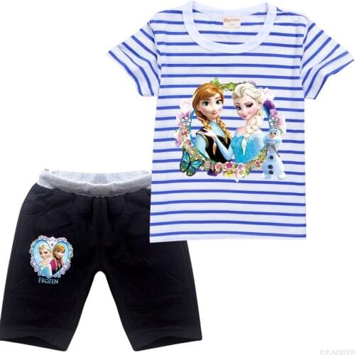 Disney Kids Clothes Set Summer child T Shirts cool Cotton Top Tees Short Sleeves Girl T shirt Setnts