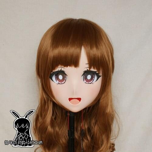 Rabbit 84) Resin Cross dress Pretty Girl Head BID Doll Mask Japanese Anime Kigurumi Mask Cosplay with Wig