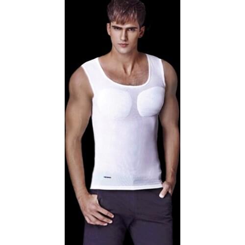 Summer Bodybuilding Fitness and Fitness Mens Muscle Vest Sandwich T-shirt Belly Underwear Beer Belly Vest
