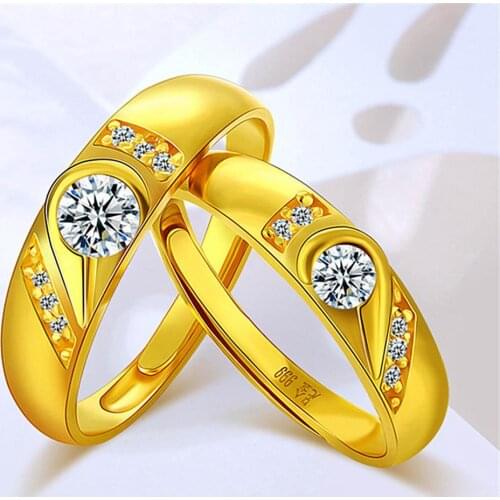Fashion Rhinestone Inlaid Heart Couple Wedding Ring Jewelry Valentine Day Gift