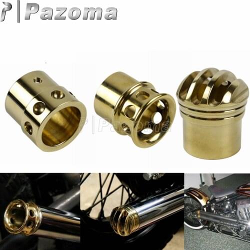 Motorcycle Drilled Exhaust Tip 1-3/4" Pipe Old School Brass Exhaust Pipe Cover For Harley Custom Bobber Chopper Cafe Racer