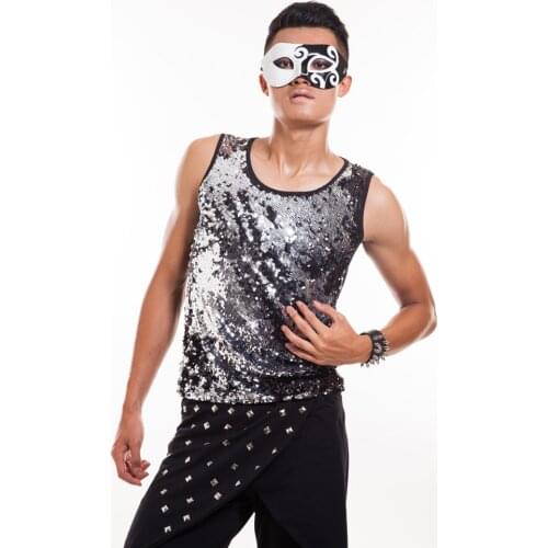 Ds Men stage clothes costume Paillette vest Male performance wear Male DJ DS costume