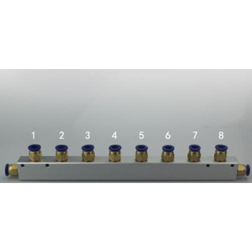 A Kit Push Fit 8mm 8 Way Pneumatic Air Manifold Block Splitter With Couplers