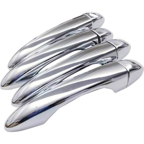 BBQ@FUKA 8pcs Car Outer Side Door Handles Cover Trim Chrome ABS For Jeep Compass 2017 2018 Car Exterior Accessories Styling