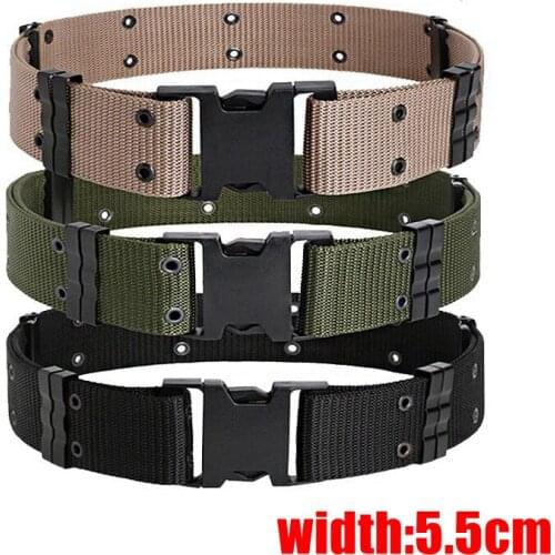 5.5cm Wide Nylon Tactical Belt Military Army Belt Outdoor Police Hunting Fishing Sports Waist Support Sprots Training Belts Men