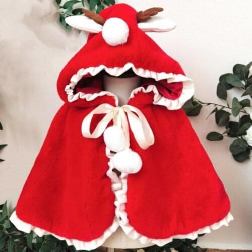 New Year Baby Girls Christmas Coat Girls Red velvet Cloak Boys Girls Jackets Kids Hooded Outerwear Coat Children Clothes