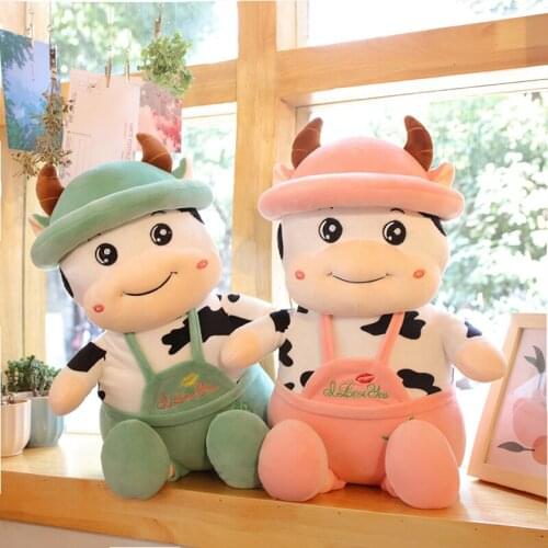 New Year Plush Cow Doll With Clothes Baby Sleeping Pillow Soft Stuffed Animals Cattle With Clothes Home Deocr For Children Gifts