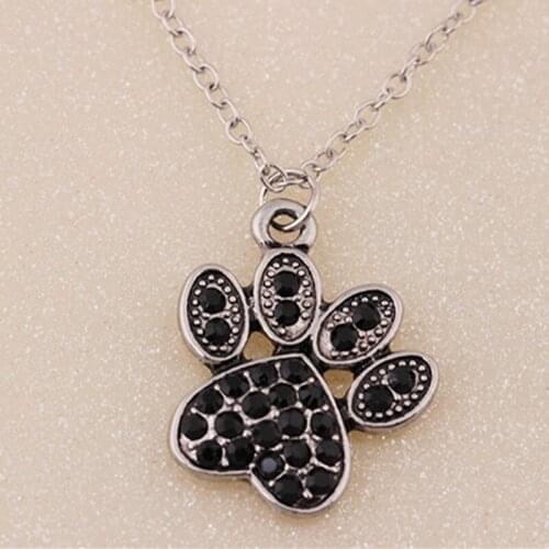 GOINHOT 12pcs/lot wholesale cat necklaces jewelry Crystal Animal Pet Memorial Necklaces Cat Dog Puppy Paw Print