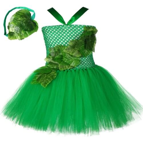 Poison Ivy Tutu Dress Emerald Green Fairy Girls Birthday Party Dress Child Fancy Dress Kids Carnival Halloween Cosplay Costumes