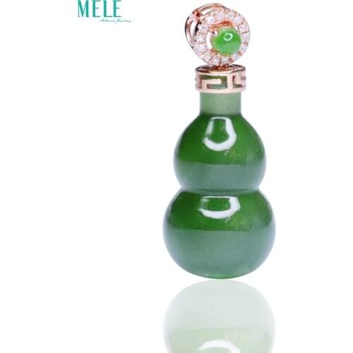 Natural hetian Jasper jade Cat eye 18k gold gourd 10.2*19.5mm 15.3ct Pendant