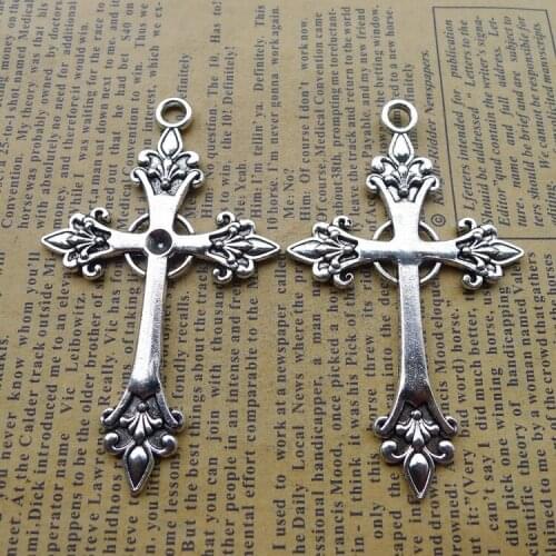 3pcs/Lot 40x68mm Christian Cross Alloy Charms Antique Silver Color Pendants for DIY Jewelry Making Charm