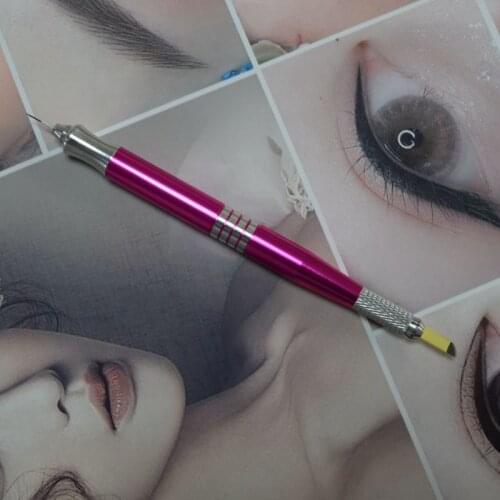 Manual Tattoo Pen Double Port Tattoo Pen Eyebrow Microblading Permanent makeup Eyebrow Tools 2 usage For Flat or Round Needles