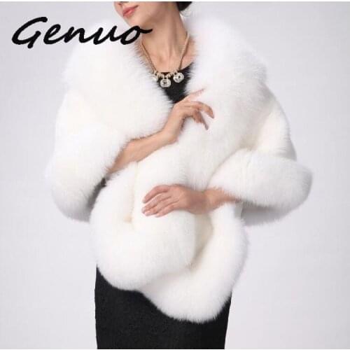 New Bridal Jacket Coat Faux Fur Women Wedding Shawl Evening Party Dress Wraps Fur Shoulder Capes Slim Lady Fake Fur Cloak