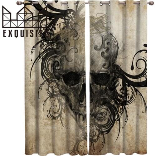 Exquisite House Tattoo Black Art Halloween Window Treatments Curtains Valance Living Room Curtains Bedroom Fabric Indoor Decor