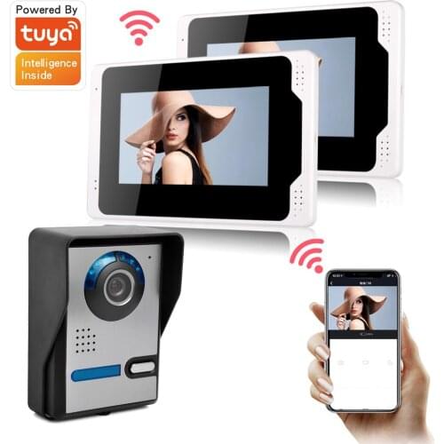 1080P Camera Tuya Smart Video Doorbell 7in Wired Video Door Phone Intercom System Multi Language Menu