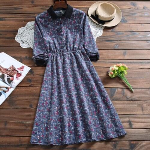Spring autumn elegant floral dress new spring fashion long sleeve casual dress mori girl vestidos
