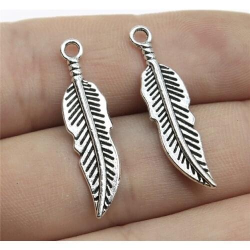 WYSIWYG 20pcs 4 Colors 7x30mm Leaves Pendant Jewelry Making DIY Handmade Craft Charms