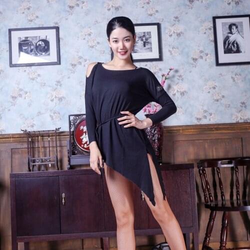 Latin Dance Costume Female Black Practice Skirt Rumba/Tango/Salsa/Cha Cha Dancing Dresses Women Performance Stage Wear VO260