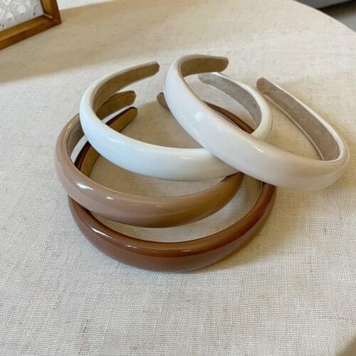 AMORCOME Vintage Solid PU Leather Hairbands for Women Colorful Headband Hair Bundle Chic Hair Hoops Fashion Hair Accessories