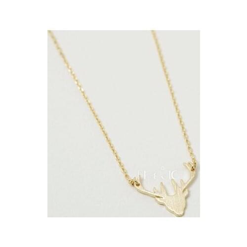 Daisies 10pcs/lot Statement Gold Silver Deer Head Necklace Animal Stag Necklace Long Fashion Antlers Necklace for women Gift