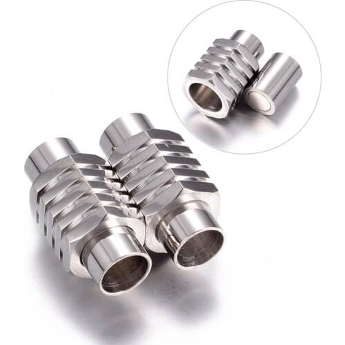 10Pcs Stainless Steel Magnetic Clasps Screw Thread End Clasp Connectors Buckle For DIY Jewelry Leather Cord Bracelet Making