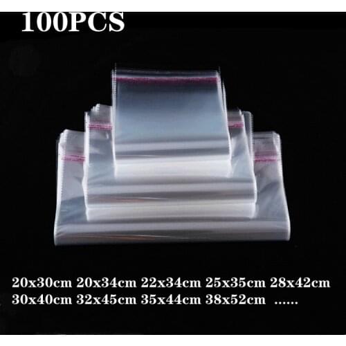 100PC/clear large glass OPP paper bag, self-adhesive sealed jewelry bag for shirt, T-shirt, stationery and gift packaging