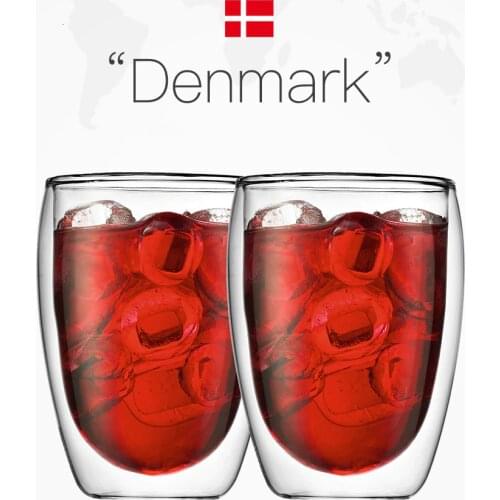 2 Pcs 350ml Denmark Bodum Double Layer Vacuum Coffee Glass Household Office Cafe Tea Cold Drink Cappuccino Milk Mug Cocktail Cup