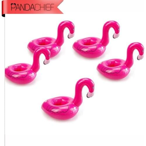 2017 New 5Pcs/Lot Mini Cute Pink Flamingo Pool Floating Inflatable Drink Can Holder Bath Toy Swim Ring Water Fun Pool Toys
